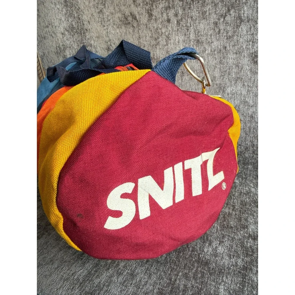 VTG Snitz Rainbow Colorblock Canvas Duffel Bag Barrel Duffle Strap Multi Color